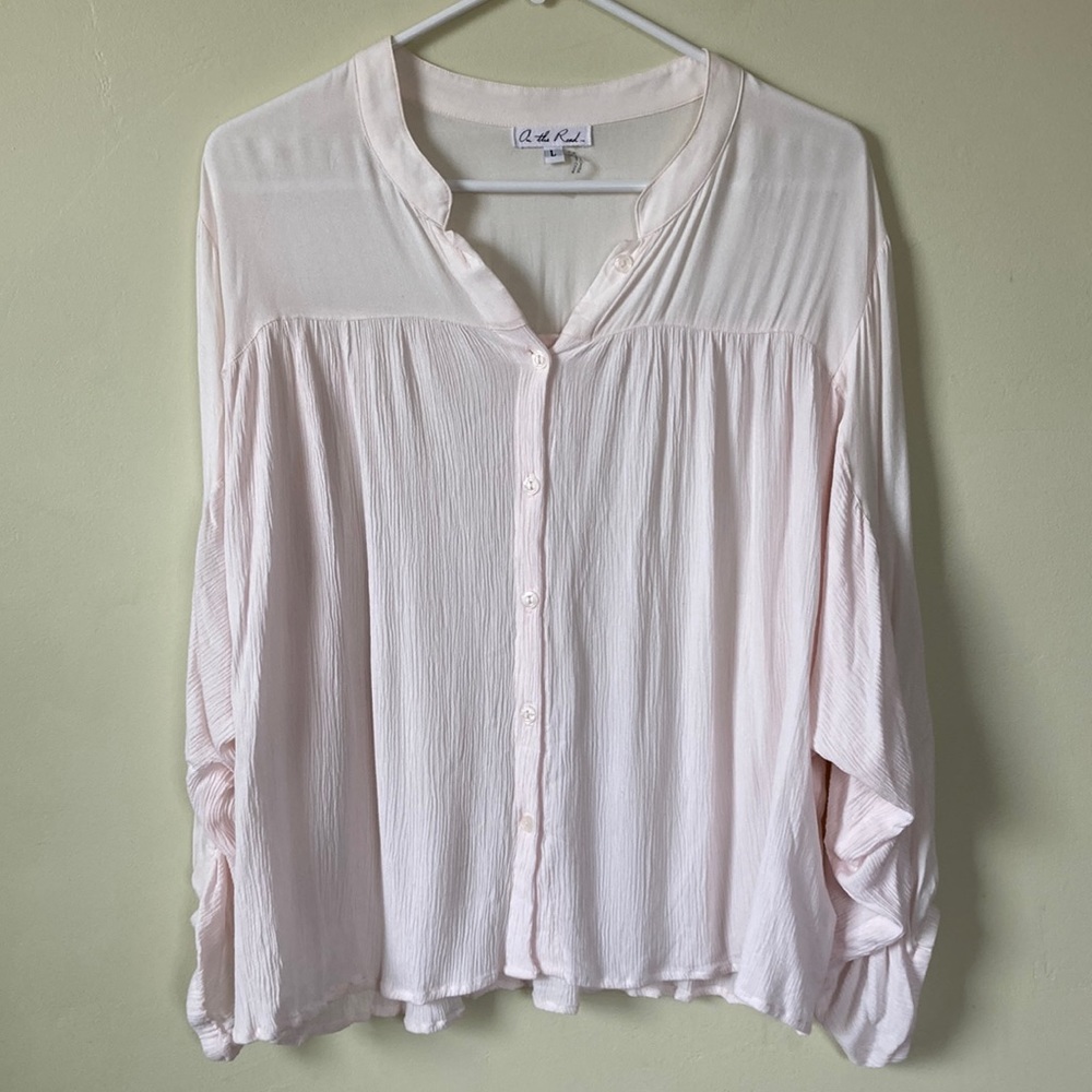 On The Road sheer long sleeve blouse